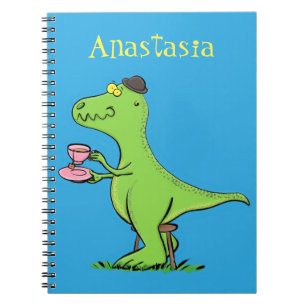 Cute grappengroene t rex dinosaur cartoon notitieboek