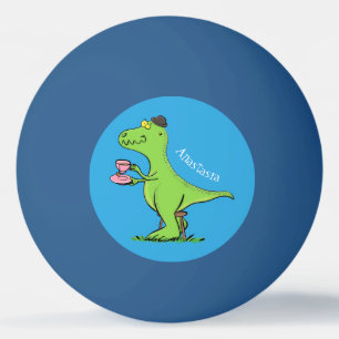 Cute grappengroene t rex dinosaur cartoon pingpongballen