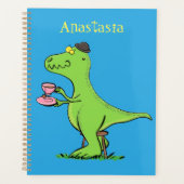 Cute grappengroene t rex dinosaur cartoon planner (Voorkant)