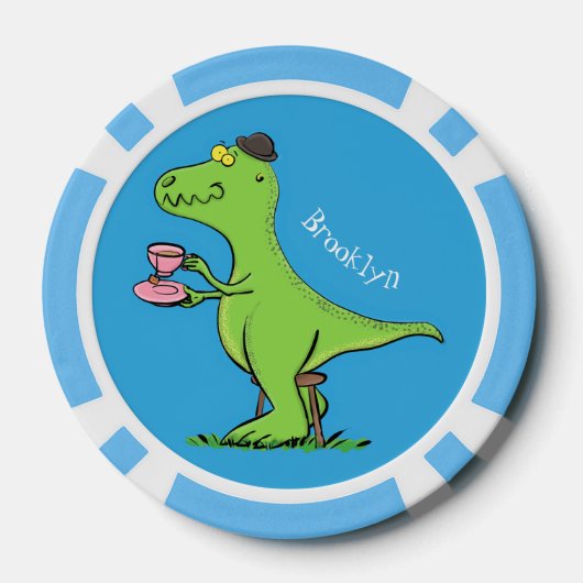 Cute grappengroene t rex dinosaur cartoon poker chips (Achterkant)