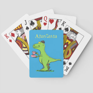 Cute grappengroene t rex dinosaur cartoon pokerkaarten
