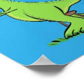 Cute grappengroene t rex dinosaur cartoon poster (Hoek)