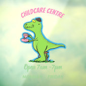 Cute grappengroene t rex dinosaur cartoon raamsticker (Vel 3)