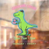 Cute grappengroene t rex dinosaur cartoon raamsticker (Vel 2)