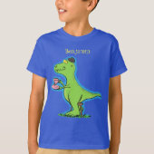 Cute grappengroene t rex dinosaur cartoon t-shirt (Voorkant)