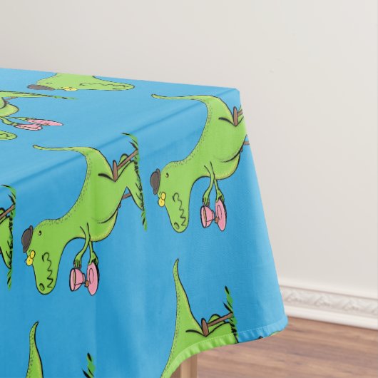 Cute grappengroene t rex dinosaur cartoon tafelkleed (Voorbeeld)