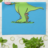 Cute grappengroene t rex dinosaur cartoon theedoek (Gevouwen)