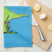 Cute grappengroene t rex dinosaur cartoon theedoek (Quarter Fold)