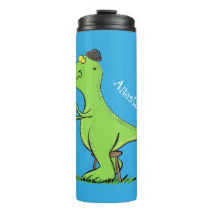 Cute grappengroene t rex dinosaur cartoon thermosbeker