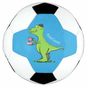 Cute grappengroene t rex dinosaur cartoon voetbal