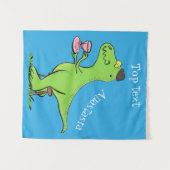 Cute grappengroene t rex dinosaur cartoon wandkleed (Voorkant (horizontaal))