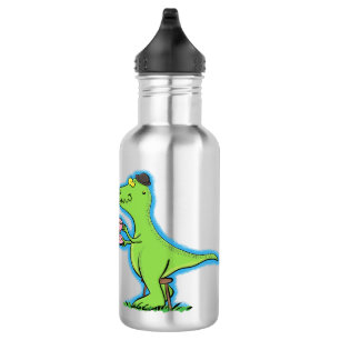 Cute grappengroene t rex dinosaur cartoon waterfles 