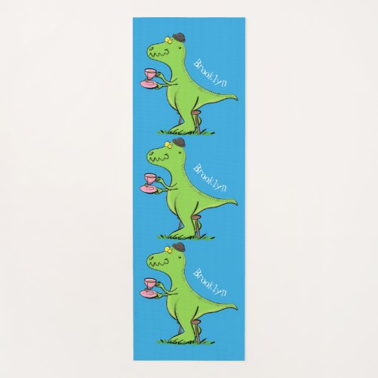 Cute grappengroene t rex dinosaur cartoon yogamat (Voorkant)