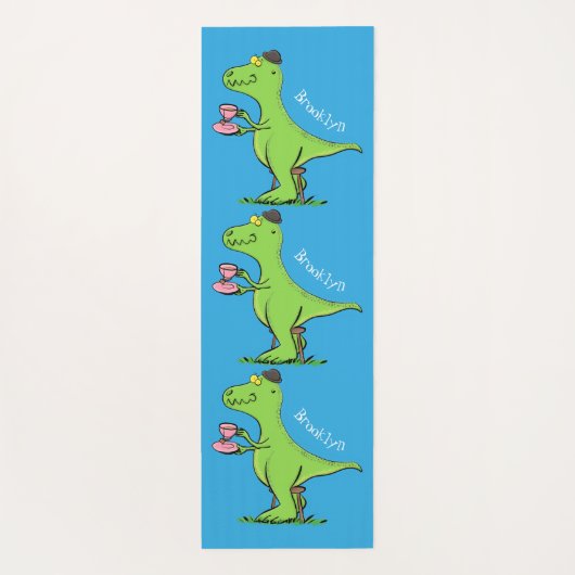 Cute grappengroene t rex dinosaur cartoon yogamat (Achterkant)
