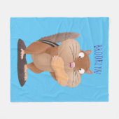 Cute Grappig big cheeks cartoon Fleece Deken (Voorkant (Horizontaal))