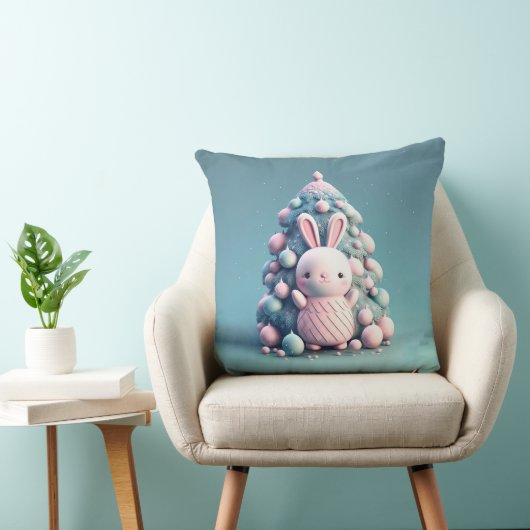 Cute, grappig, bunny, kawaii style kussen (Stoel)