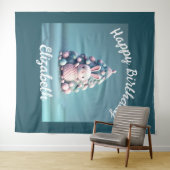 Cute, grappig, bunny, kawaii style wandkleed (In Situ (horizontaal))