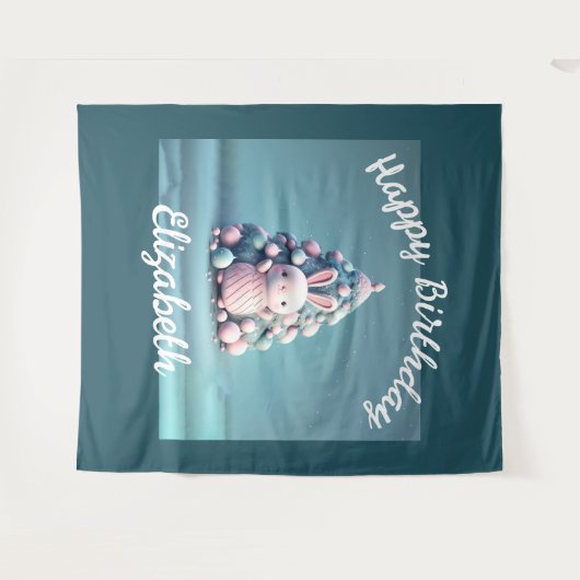 Cute, grappig, bunny, kawaii style wandkleed (Voorkant (horizontaal))