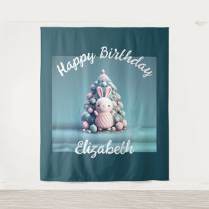 Cute, grappig, bunny, kawaii style wandkleed