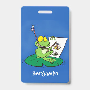 Cute Grappig green frog cartoon Illustration Badge