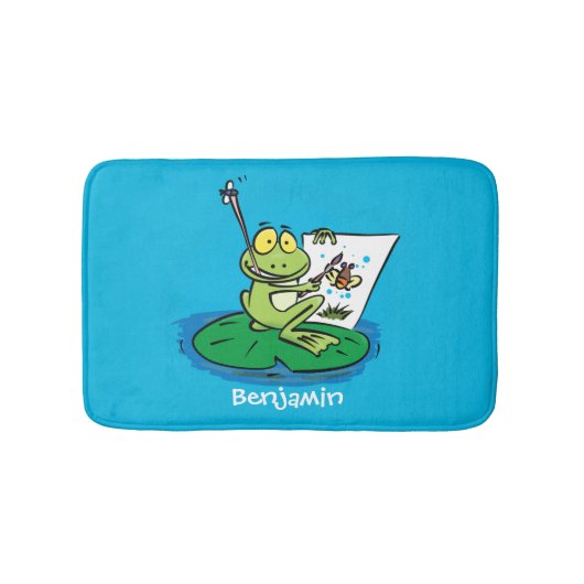Cute Grappig green frog cartoon Illustration Badmat (Voorkant)