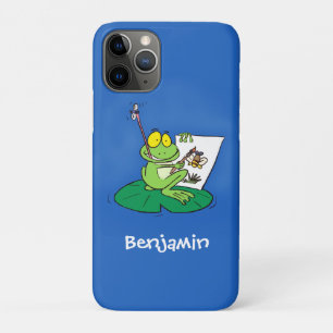 Cute Grappig green frog cartoon Illustration iPhone 11 Pro Hoesje