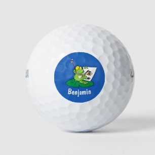 Cute Grappig green frog cartoon Illustration Golfballen