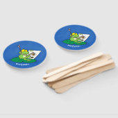 Cute Grappig green frog cartoon Illustration Handwaaier (Niet-gemonteerd)