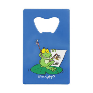 Cute Grappig green frog cartoon Illustration Kredietkaart Flessenopener