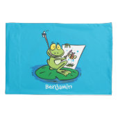 Cute Grappig green frog cartoon Illustration Kussensloop (Achterkant)
