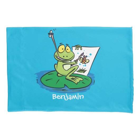 Cute Grappig green frog cartoon Illustration Kussensloop (Voorkant)