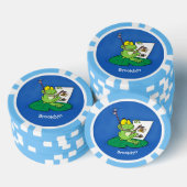 Cute Grappig green frog cartoon Illustration Poker Chips (Opstapeling)