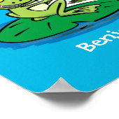 Cute Grappig green frog cartoon Illustration Poster (Hoek)