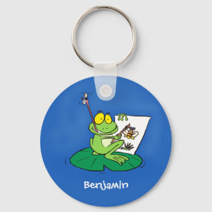 Cute Grappig green frog cartoon Illustration Sleutelhanger