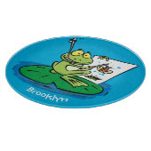 Cute Grappig green frog cartoon Illustration Snijplank (Hoek)