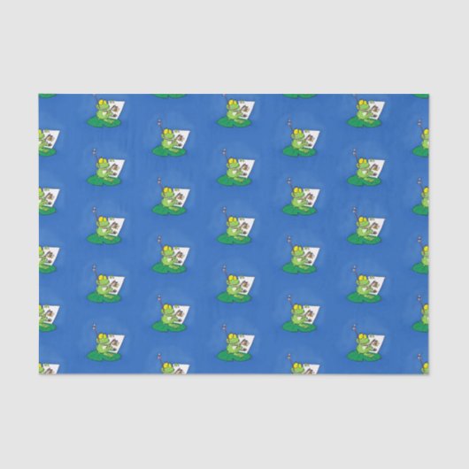 Cute Grappig green frog cartoon Illustration Tissuepapier (Voorkant)