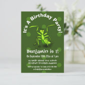 Cute Grappig green praing mantis cartoon Kaart (Staand voorkant)