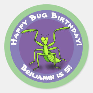 Cute Grappig green praing mantis cartoon klassiek Ronde Sticker