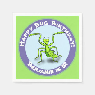 Cute Grappig green praing mantis cartoon Servet