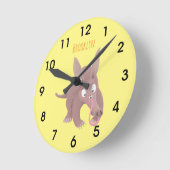 Cute grappigaarvark cartoon ronde klok (Hoek)