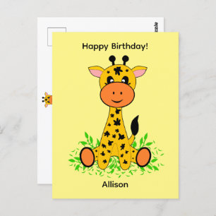Cute grappige baby giraffe voor verjaardag briefkaart