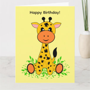 Cute grappige baby giraffe voor verjaardag kaart