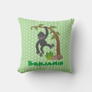 Cute grappige baby gorilla cartoon illustratie kussen