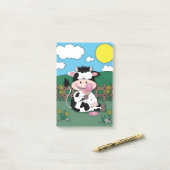 Cute grappige baby-koeiencartoon post-it® notes (Op bureau)