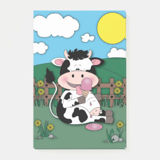 Cute grappige baby-koeiencartoon post-it® notes