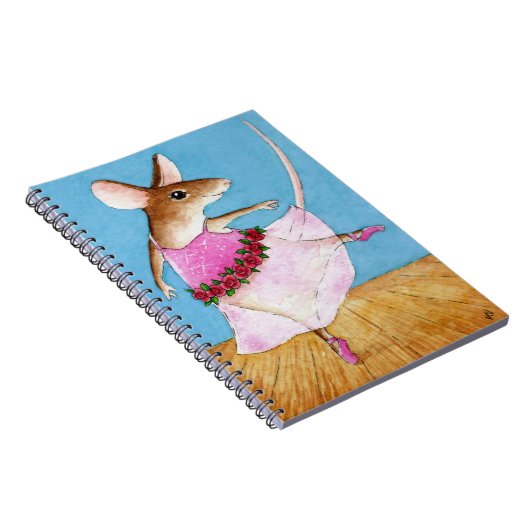 Cute grappige ballerina muis notebook notitieboek (Rechterzijde)