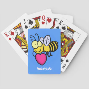 Cute grappige bij met hart cartoonillustratie pokerkaarten