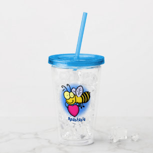 Cute grappige bijen met cartoon illustratie acryl drinkbeker