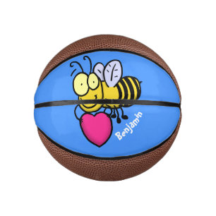 Cute grappige bijen met cartoon illustratie basketbal
