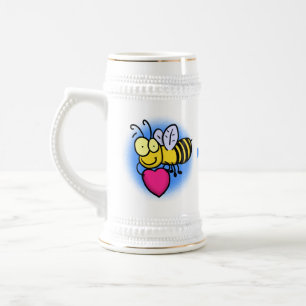 Cute grappige bijen met cartoon illustratie bierpul
